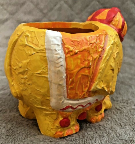 Lindo elefante circo amarillo naranja con gorro candelabro y vela vintage - Imagen 7 de 12
