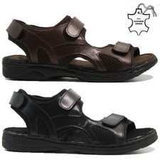 MENS LEATHER SANDALS WALKING HIKING TREK SUMMER HOLIDAY BEACH MULES SHOES SIZE