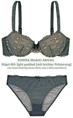    DORINA  ABIGAIL Bügel-BH leicht gepolstert oder Netz-Brief-Slip blau-grau
