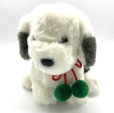 Vintage 1986 F. Dakin Co Puppy Dog Plush Stuffed Animal Toy Gray  White 11"