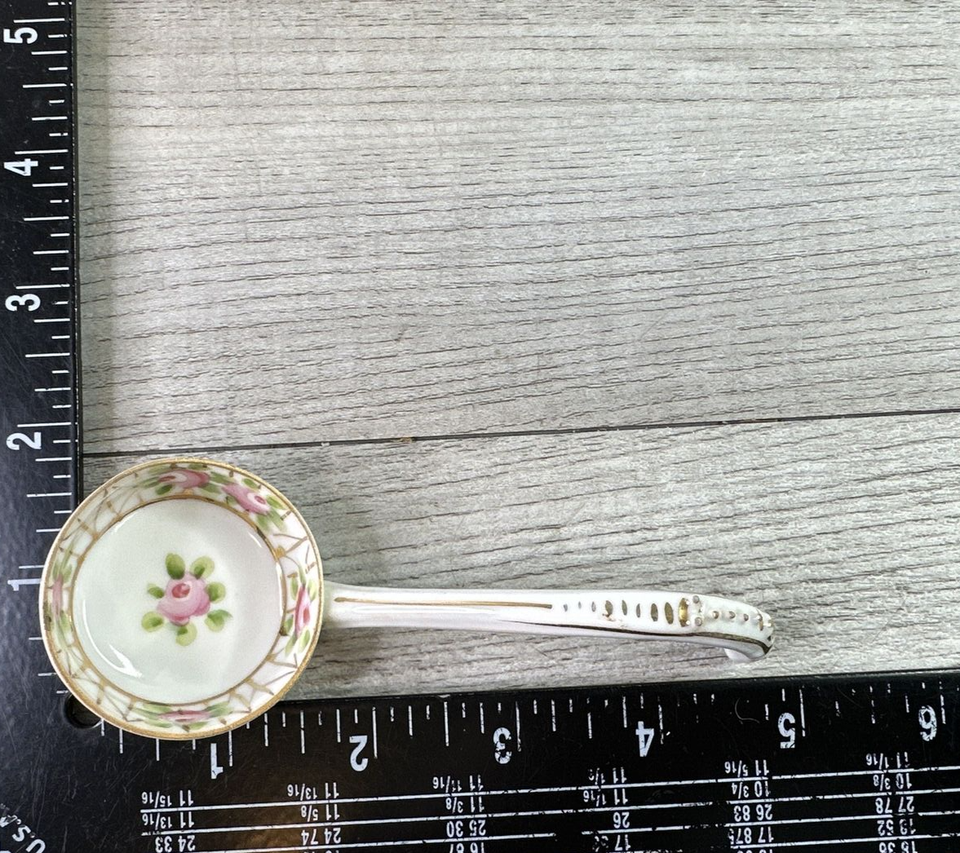 Vintage Hand Painted Nippon Three Footed Sauce Bowl w/Saucer & Ladle