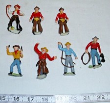 MARX WARRIORS OF WORLD COWBOYS PLAY SET FIGURES X7 HAND PAINTED HARD PLASTIC