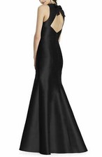 NEW ALFRED SUNG Dupioni Trumpet GOWN DRESS Size 2 $231 BLACK NORDSTROM