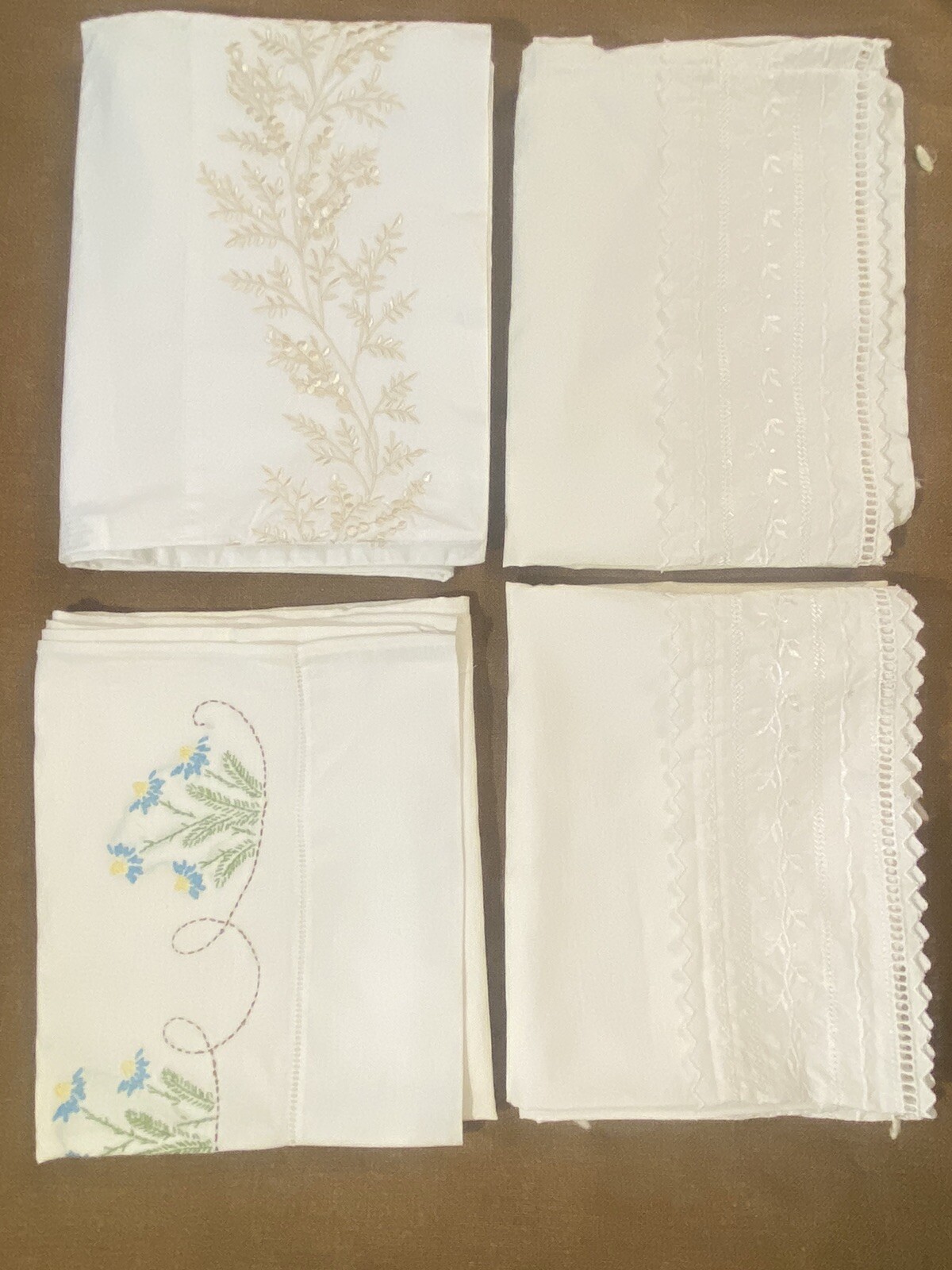 vintage embroidered pillowcases Lot Of 4 eBay