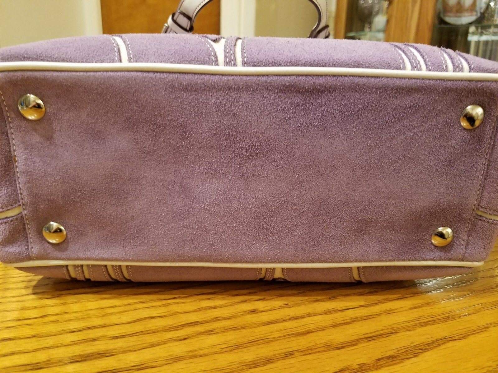 VERY RARE COACH BRAND NEW RETIRED GALLERY TOTE LILAC SUEDE WHITE ONLY 1 ON EBAY image 4