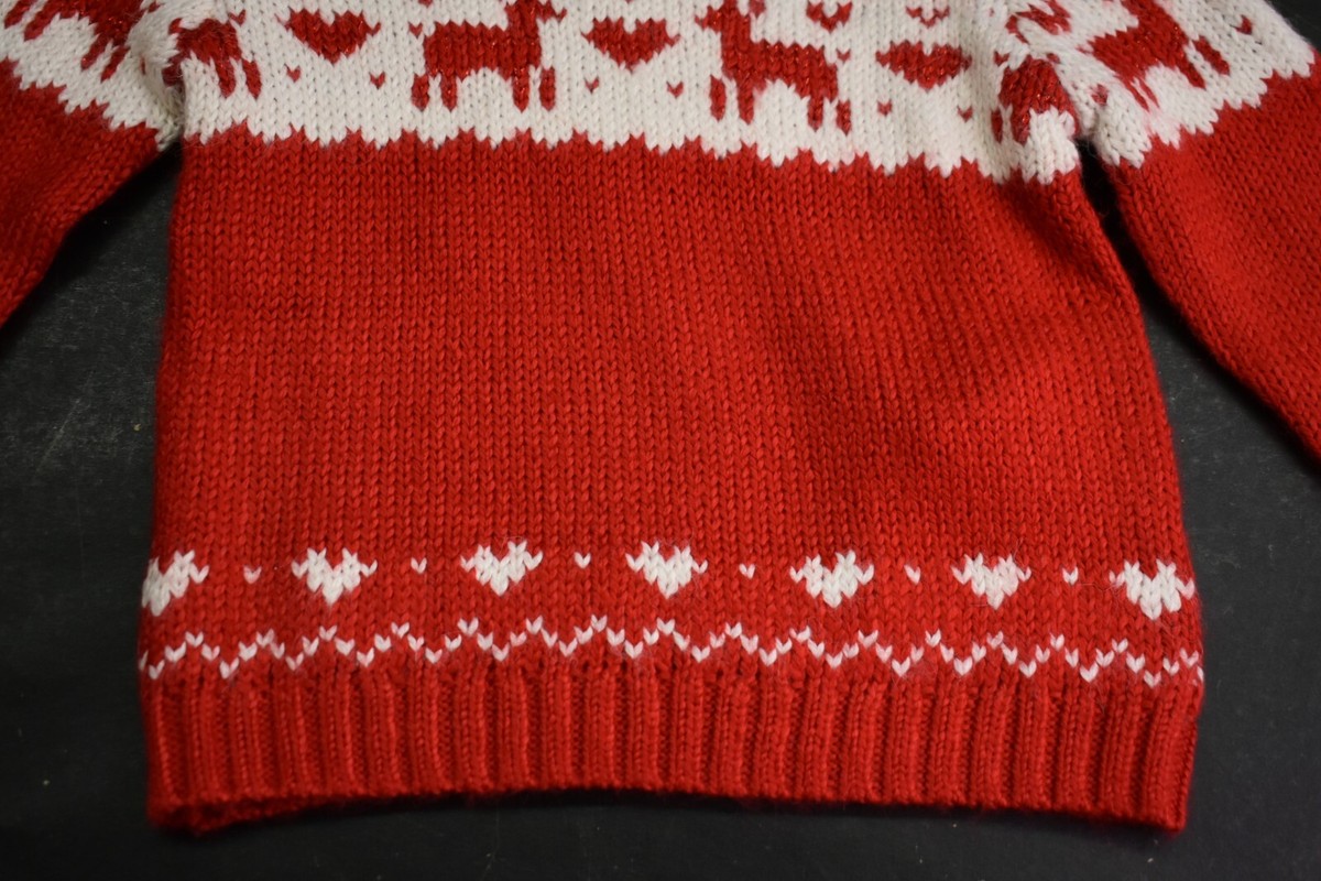 Joe Fresh Baby Red Crewneck Long Raglan Sleeves Fair Isle Pullover Sweater  | eBay