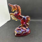FENTON GLASS 1993 RED CARNIVAL UNICORN FIGURINE Used