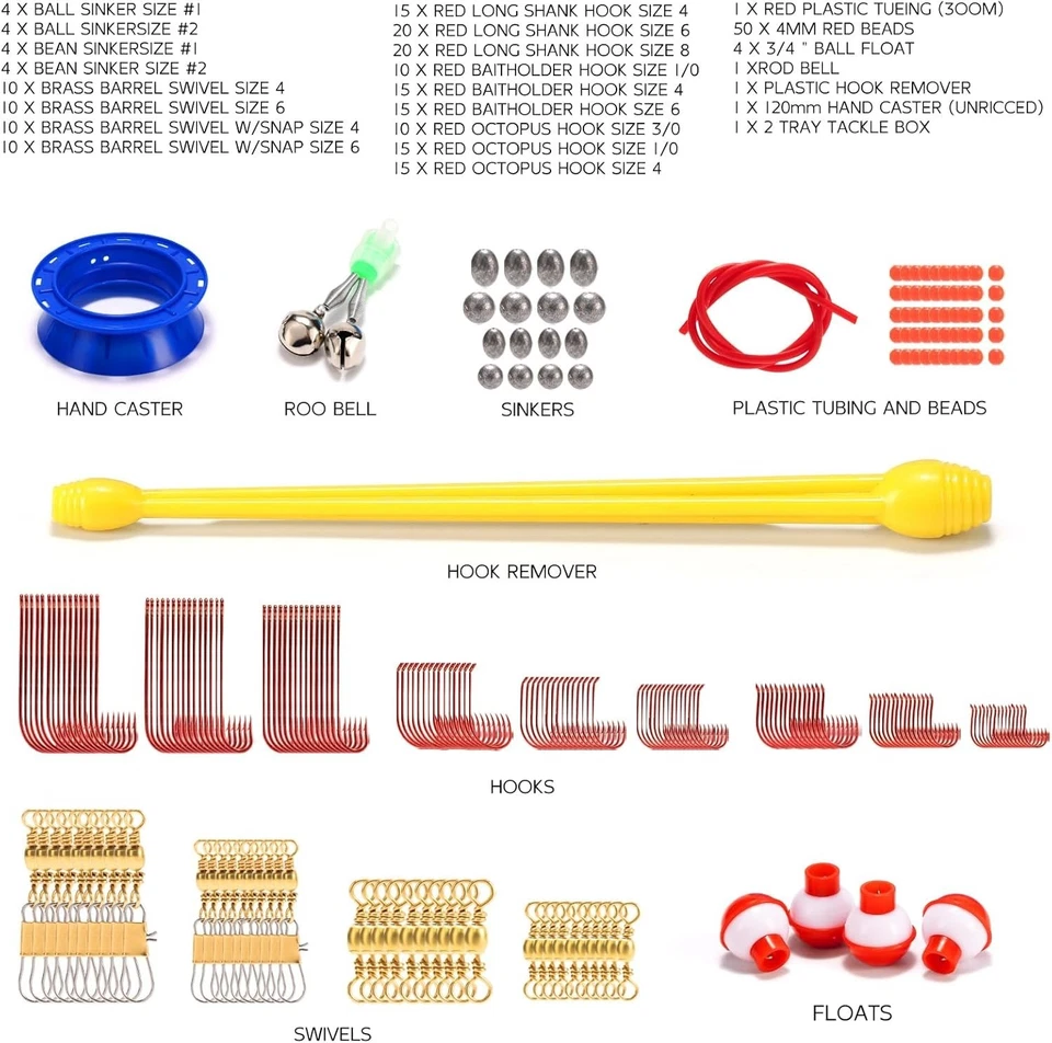 Juego de 250 piezas de caja de aparejos de pesca accesorios completamente cargados ganchos, plataformas, hundidores Foto 4 de 4