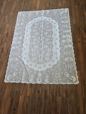 Mantel familiar muñeco de nieve de encaje blanco Navidad 60" x 84" NUEVO