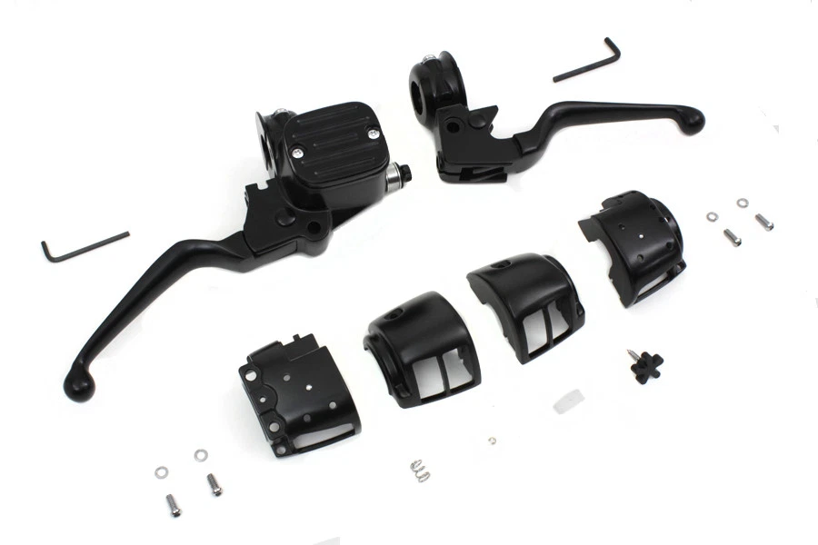 Kit de controle de guidão estilo contorno preto serve para Harley Davidson - Imagem 4 de 4