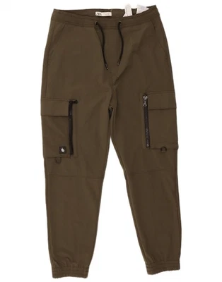 Zara Womens Mid Rise Joggers Cargo Trousers UK 14 Large W32 L27 Green SC06 - Image 1 of 3