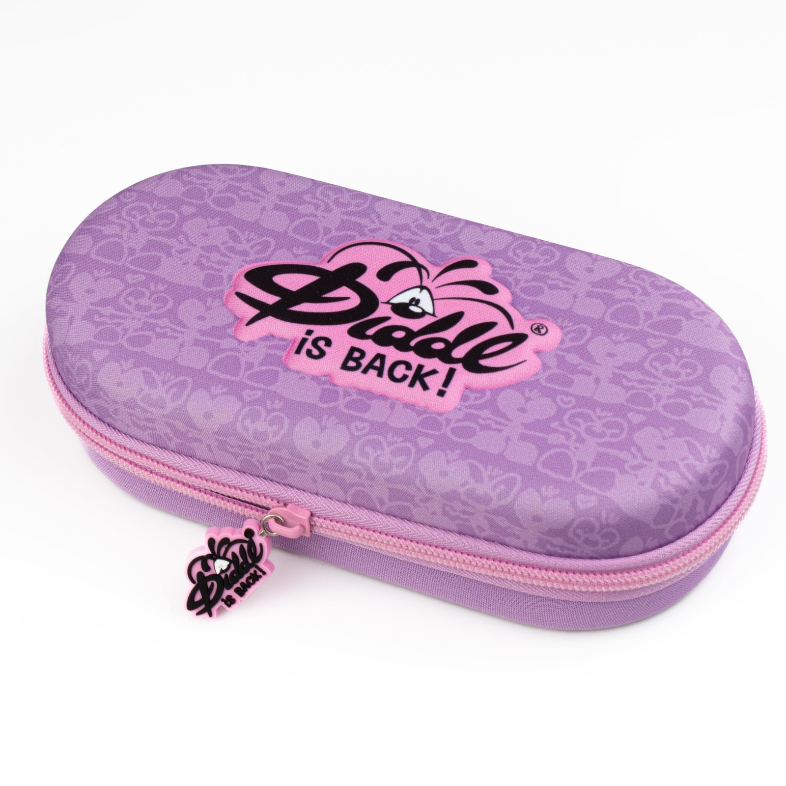 Trousse 3D rigide mauve fille avec grand compartiment zippé