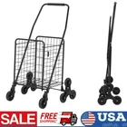 110lbs Folding Shopping Cart with Stair Climbing wheels Utility Cart Laundry