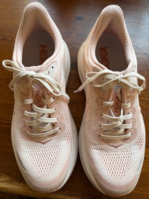 Hoka One One Bondi 9 Womens 9B Rose Latte Cream Pink Running Sneaker Walking