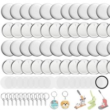 Button Maker Keychains Supplies, 200 Pcs 58mm Pin Maker Set, Metal Button Mak...