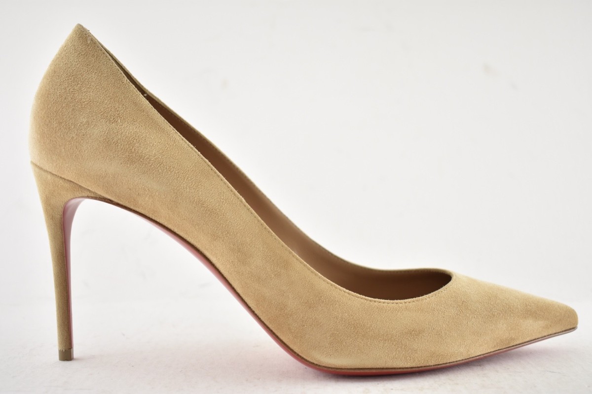Christian Louboutin Kate 85 Lionne Beige Suede Classic Pointed Toe