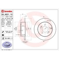 Brembo 2X Bremsscheibe Hinten Ø275 Mm Voll Beschichtet FüR KIA Carens III UN