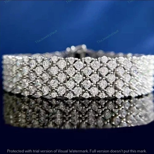 10ct Round Tested D Moissanite VVS1 Tennis Bracelet 14k White Gold Plated Silver - Image 3 of 4