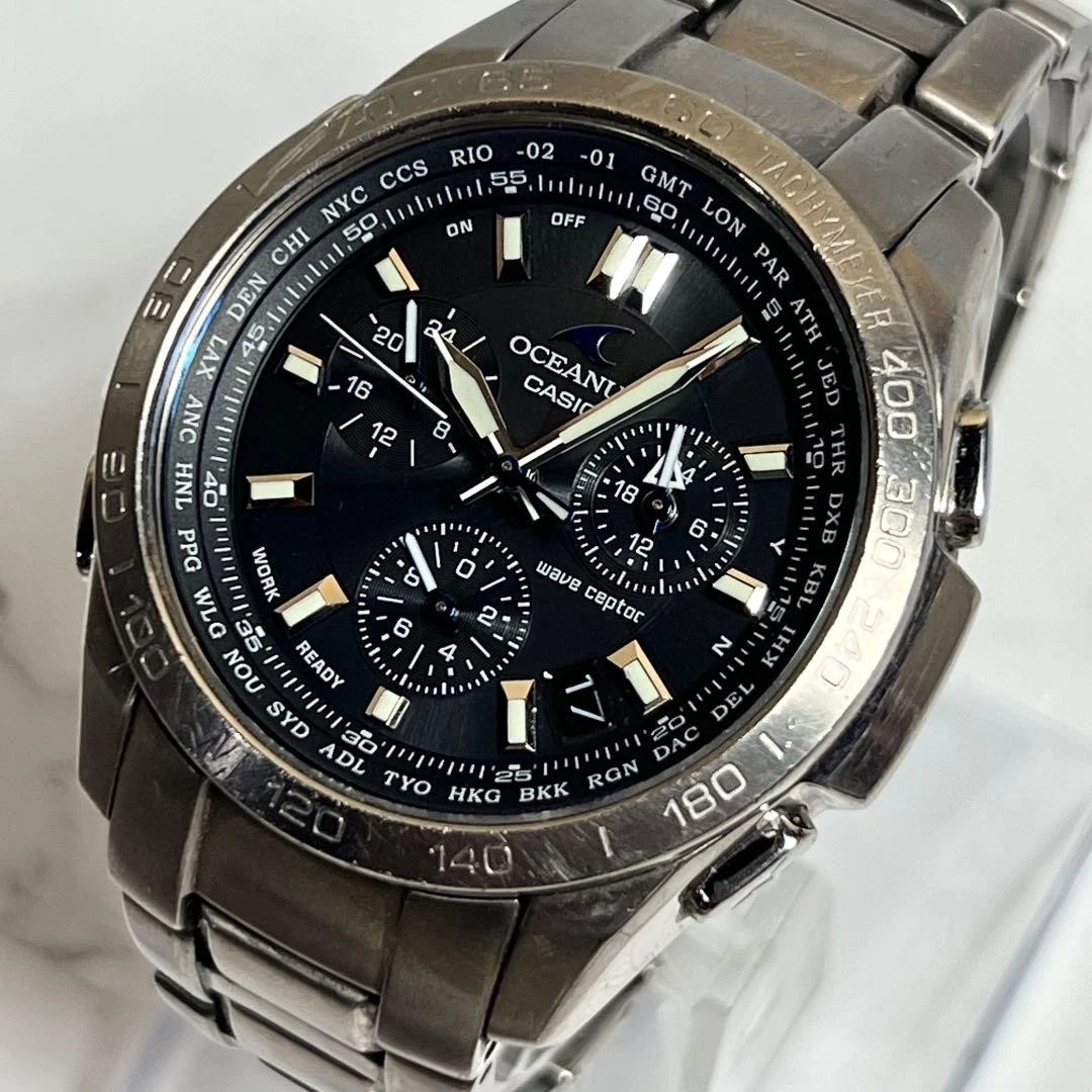 Reloj Casio Oceanus OCW-600 Titanio Resistente Solar Cronógrafo Hombre Japón