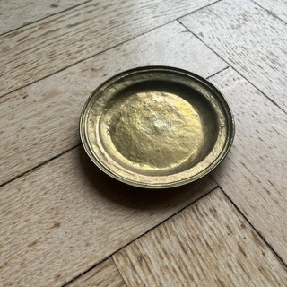 Alte goldfarbene Schale klein Vintage Deko Teller rund massiv