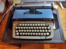 Smith Corona Galaxie 12 Twelve XII Typewriter with Case Vintage 1970s Blue thumbnail