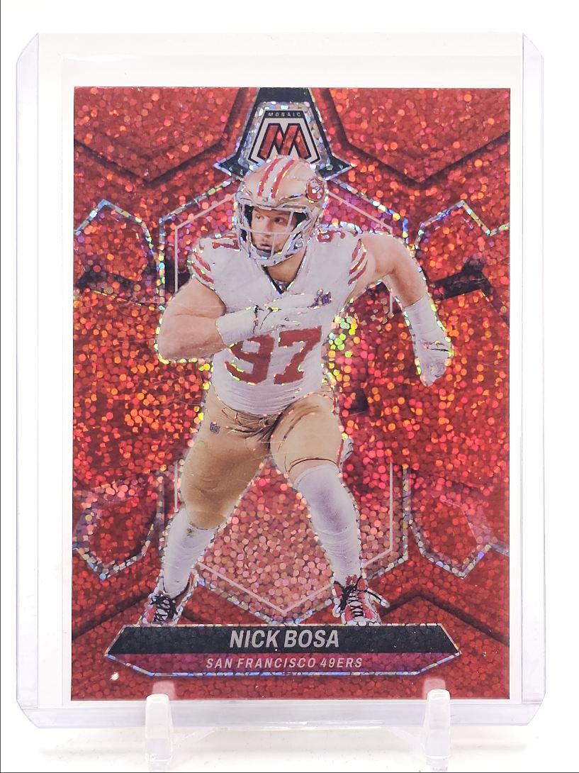 NICK BOSA 2024 MOSAIC NFL FOOTBALL RED SPARKLE PRIZM 49ERS #195 Q3758