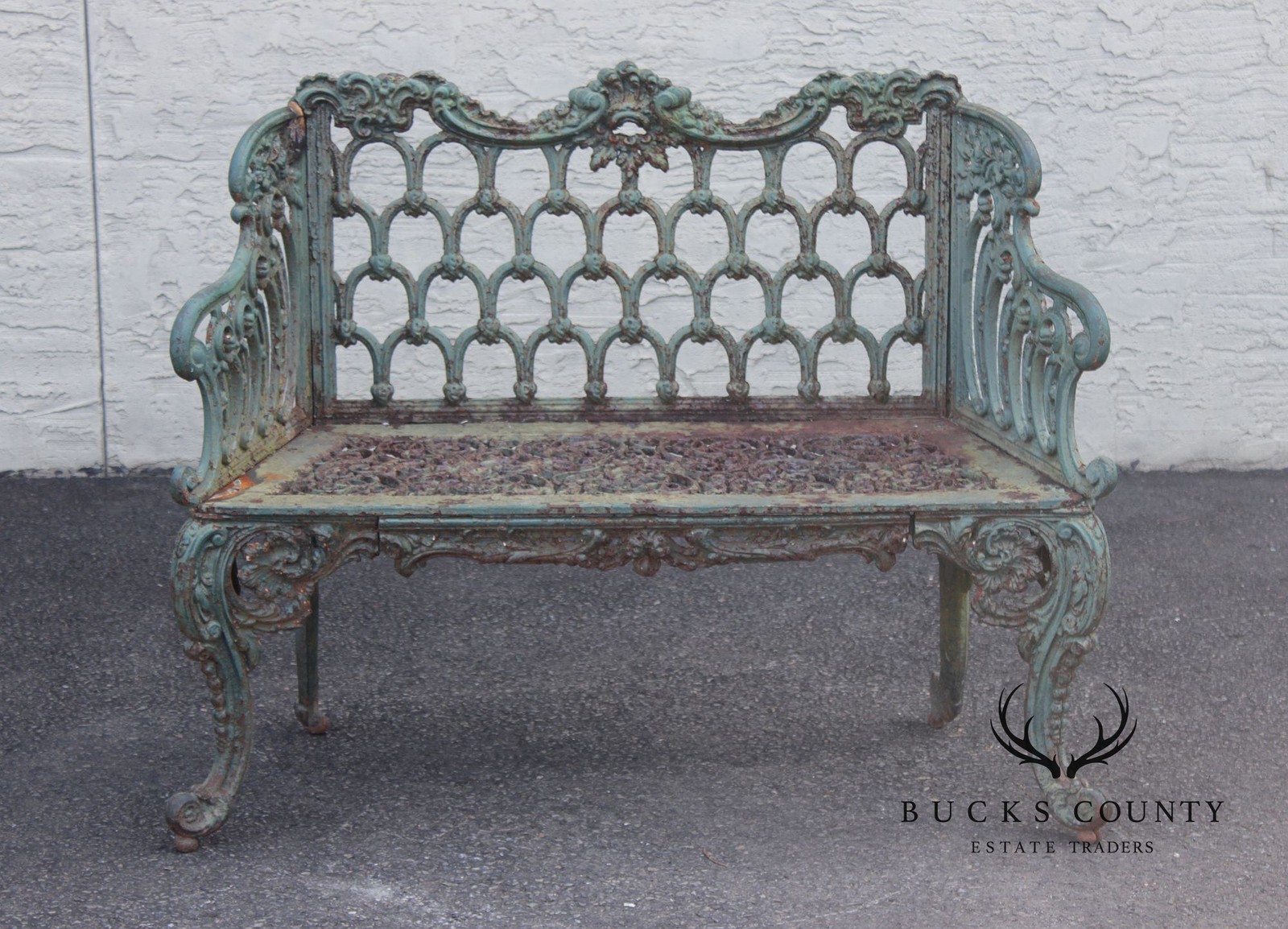 Antique Cast Iron White House Rose Garden Bench