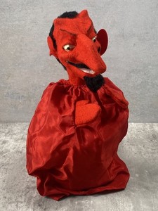 Vintage 1960s Devil Lucifer Hand Puppet Artisan Made in Spain Mid Century Modern