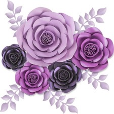 10pc Large Paper Flowers Decorations for Wall - 3D Artificial Roses for Weddi...