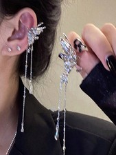 Butterfly Tassel Ear Cuffs A Complete Pair Clip On No Pierced Earring