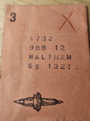 NOS New Swiss Made Waltham 1321 - Eje de Volante /  Lohna 1732 / Balance Staff