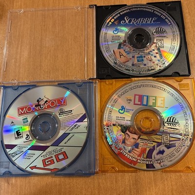 MONOPOLY, SCRABBLE, LIFE PC CD-ROM 2001 Hasbro/General Mills PC Game LOTx3