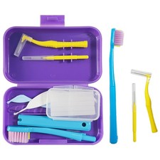 6-in-1 Orthodontic Oral Care Kit with Case   Detachable Toothbrush, Purple