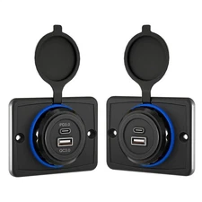 Camper Car USB Port Fast Charger Socket Power Outlet Panel DC 12V-24V PD Type C
