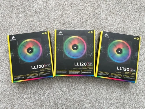 NIB~ 3x Corsair LL120 RGB, 120mm Dual Light RGB LED PWM Fan, No NODE controller