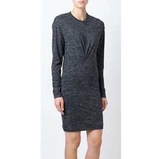 Isabel Marant Etoile Women's Dress 36/4 Gray Wilder Twist Front Long Sleeve Wool