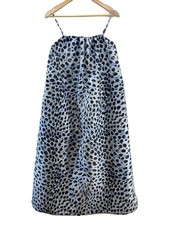 GANNI 22ss Blue Leopard Jacquard Dress 34 Polyester BLU Leopard 6387