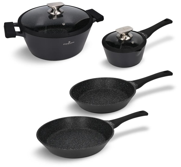 Zwieger Black Stone Kochgeschirr Set 6-Tlg Pfannen TöPfe Induktion Greblon-image
