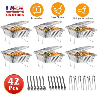 42Pcs Disposable Chafing Dish Buffet Kit Chafing Servers Pans Food Warmers Tool