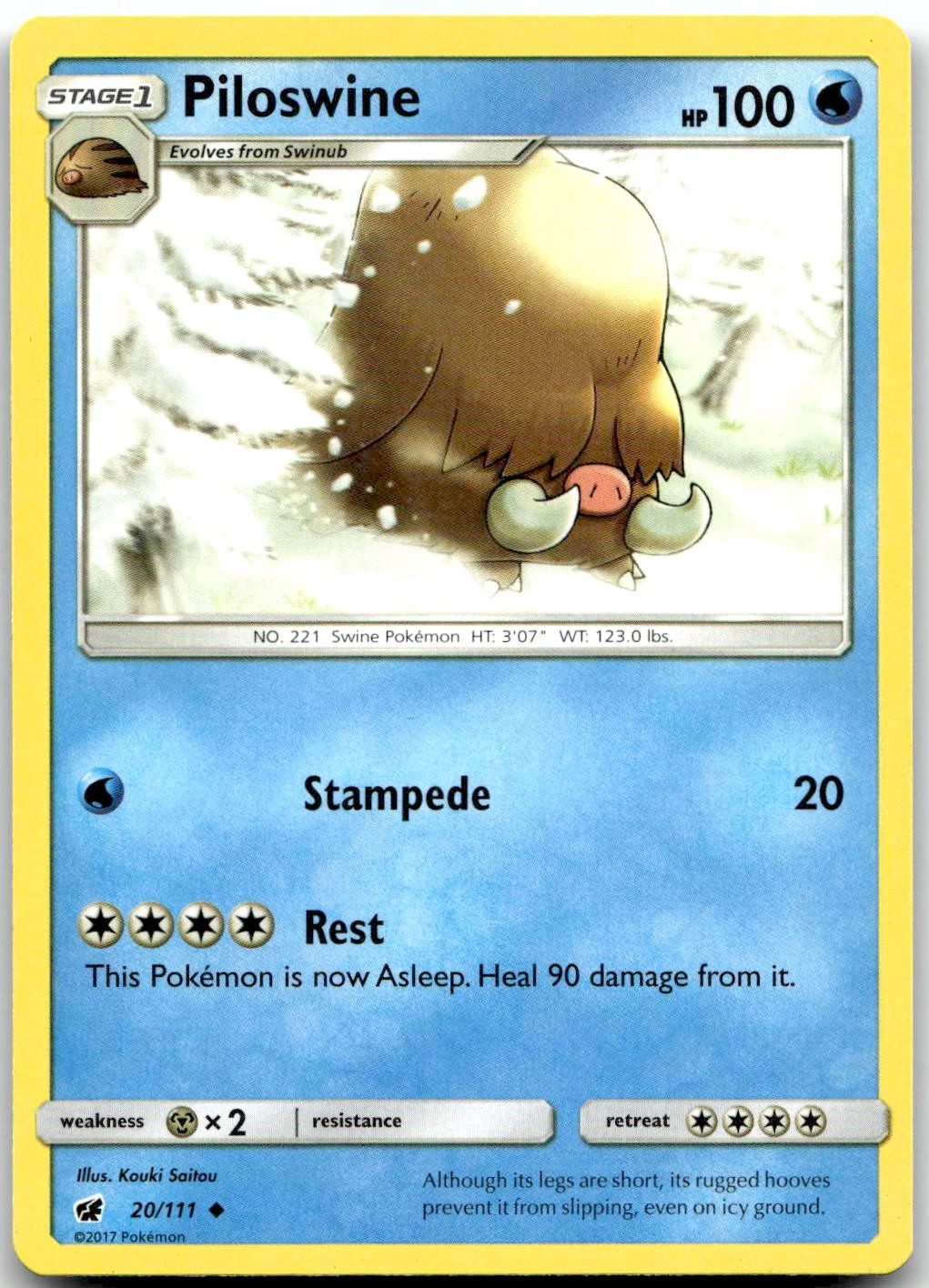 Pokemon Piloswine Crimson Invasion SM04 #20/111 Uncommon LP SET FILLER!!