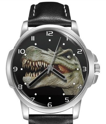 T-Rex Hunter Dinosaurier Zifferblatt Lederband großes Zifferblatt Geschenk Armbanduhr