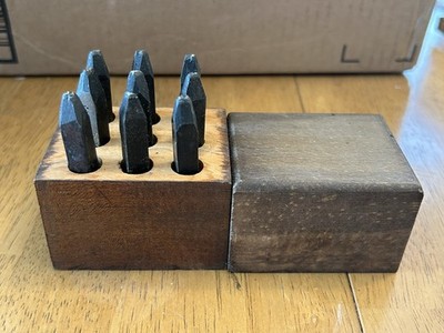 Vintage 0-8 Craftsman 1/8 Number Punch Set in Wooden Box