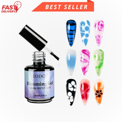 Blooming Gel Nail Polish 15Ml - Clear UV Gel for Spreading Effect, Marble, Flora
