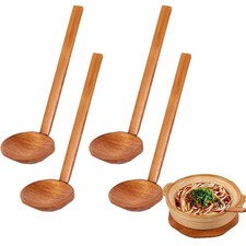 4 PCS Japanese Soup Spoon Wooden Ramen Spoons with Long Handle, Tortoise Pot ...