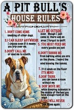 House Rules Tin Metal Signs 8x12 A Pitbull  S House Rules Don  T Come Home Smellin