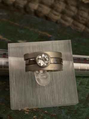 Melissa Rivers Sterling Trio Ring Set klarer Stein zart feminin Größe 8