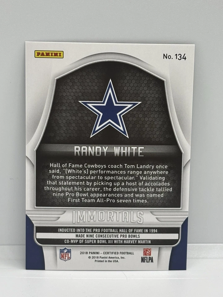 2018 Panini Certified Immortals /999 Randy White #134 Cowboys - Image 2 of 2