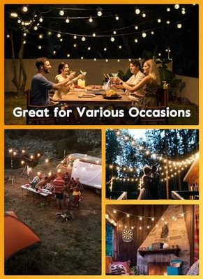 Brightown Outdoor Solar String Lights 34FT LED G40 Pro Globe Patio Saving Bulbs