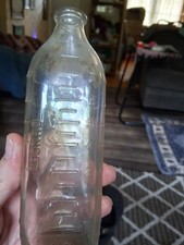 Clear Embossed Glass Bottle 8 oz, Modern Collectible Decorative Bottle