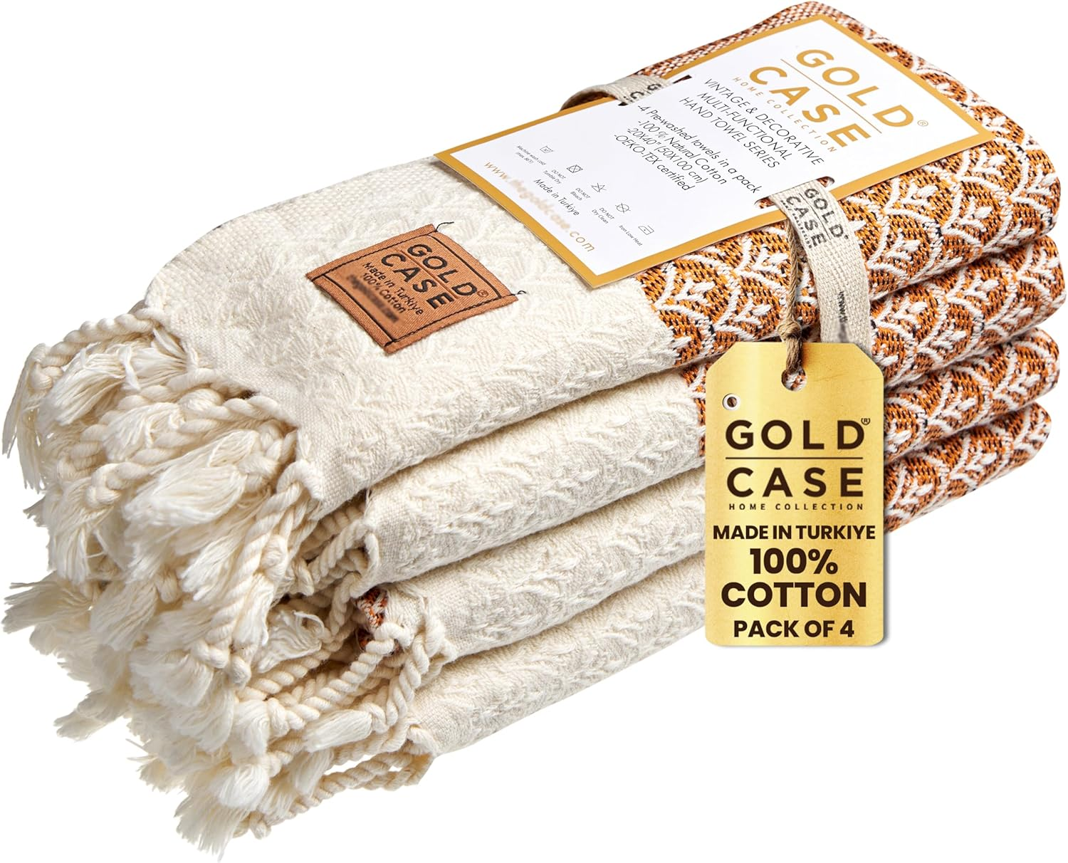 Luxury 100% Cotton Turkish Bathroom Hand Towels Set of 4 by Helen